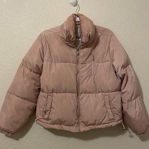Pink puffer jacket